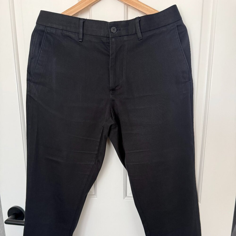 ZARA Black Slim Tailored Pants w/ Back Leather Patch – Size 30